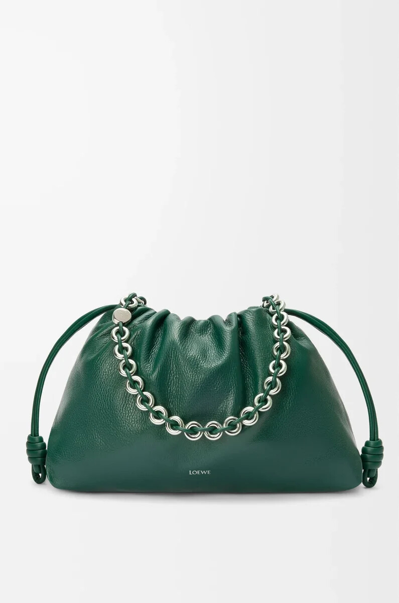 grand sac flamenco en peau de daim evergreen
