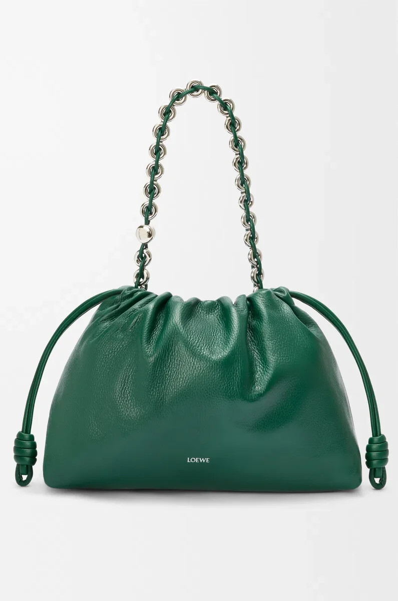 grand sac flamenco en peau de daim evergreen