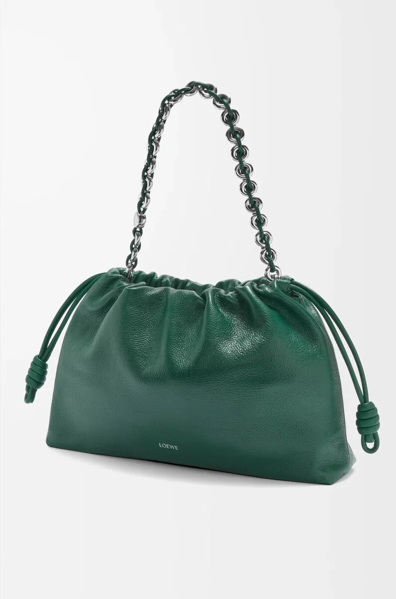 grand sac flamenco en peau de daim evergreen