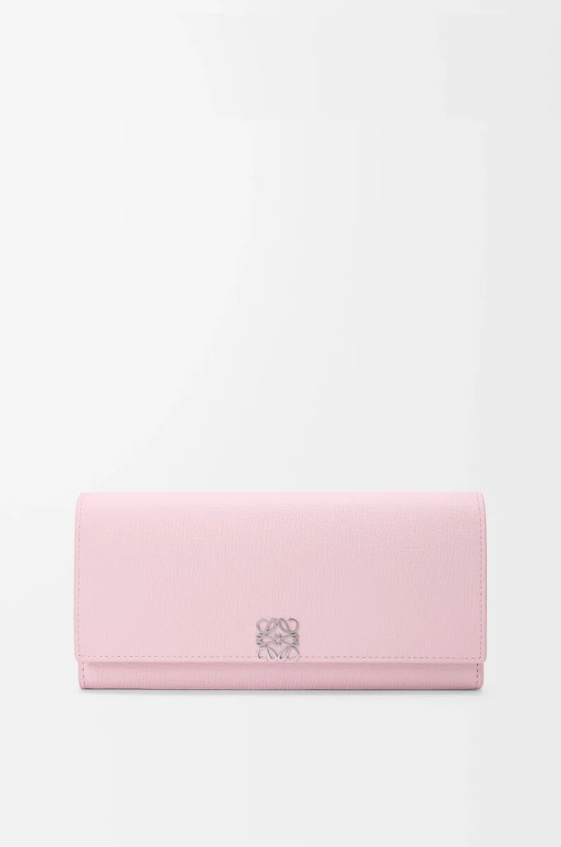 portefeuille continental anagram en cuir de veau grainé blossom