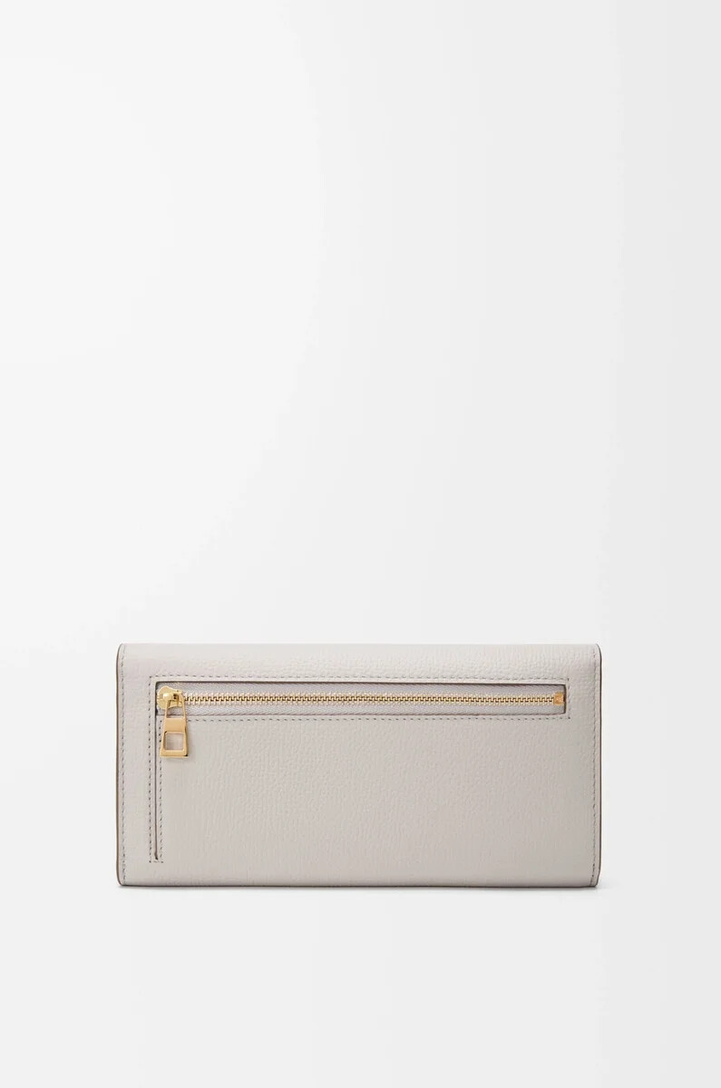 portefeuille continental anagram en cuir de veau grainé gris clair