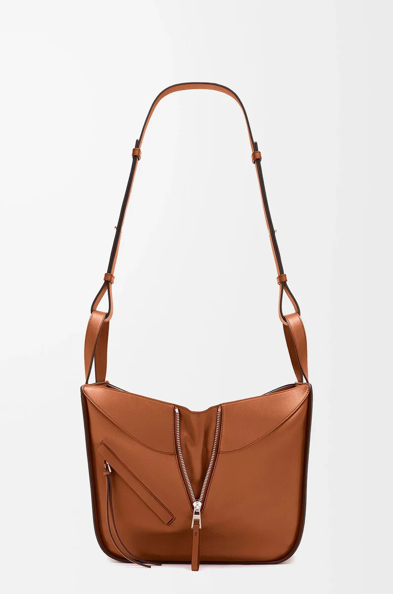 petit sac hamac en cuir de veau classique couleur fauve