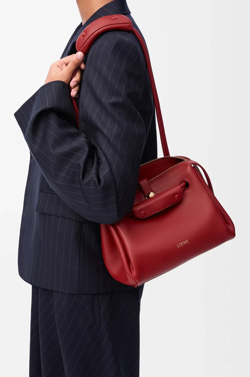 petit sac madrid en cuir de veau souple rouge brûlé