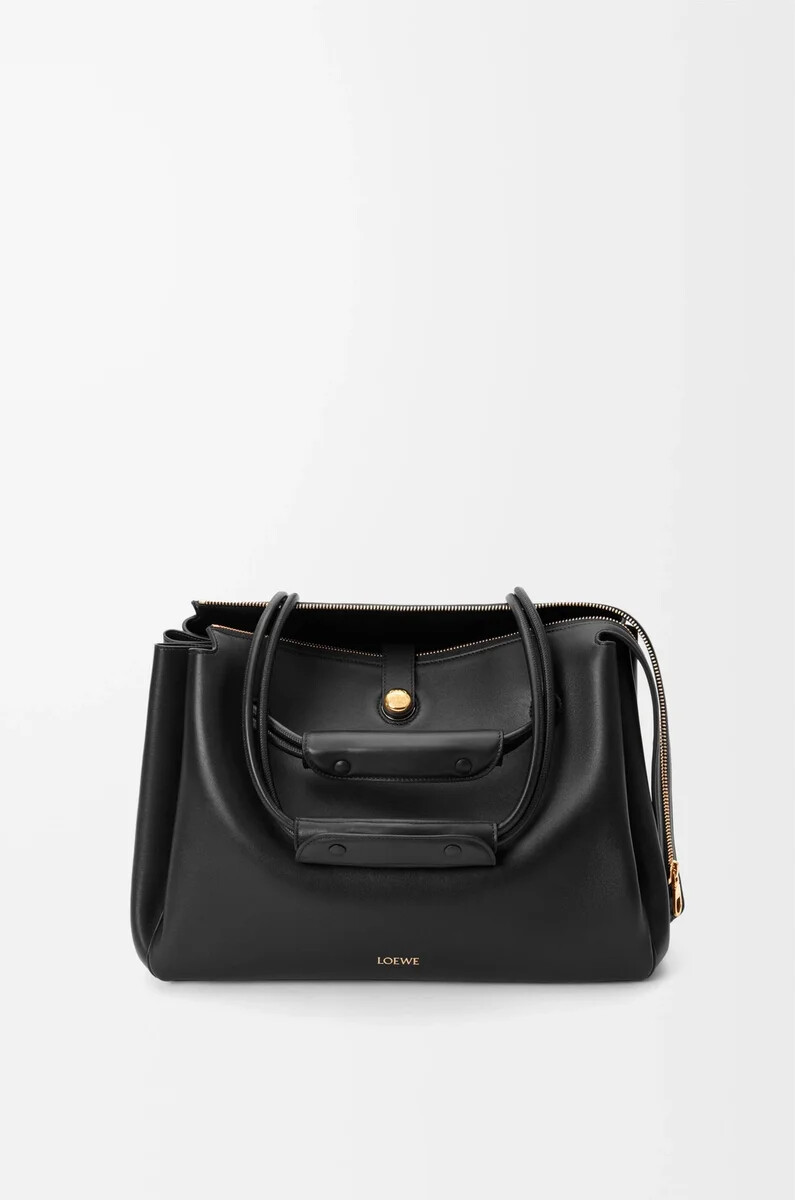 grand sac madrid en cuir de veau souple noir