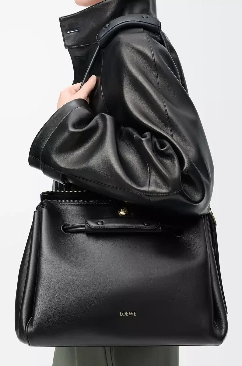 grand sac madrid en cuir de veau souple noir