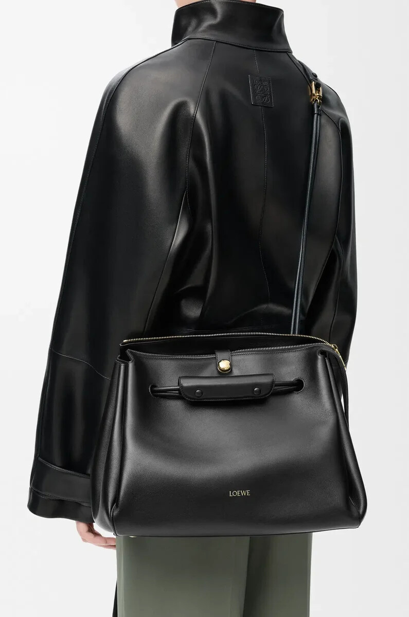 grand sac madrid en cuir de veau souple noir