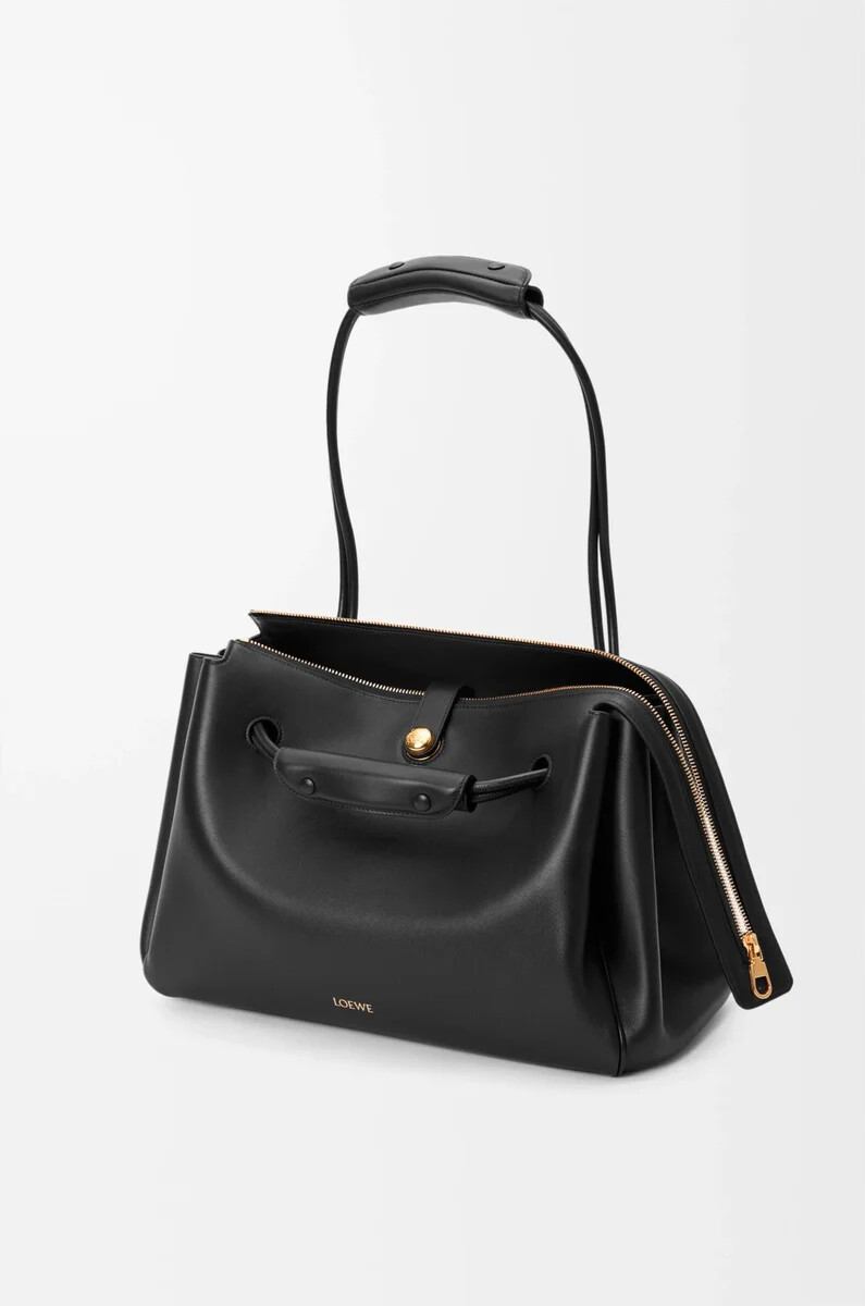 grand sac madrid en cuir de veau souple noir