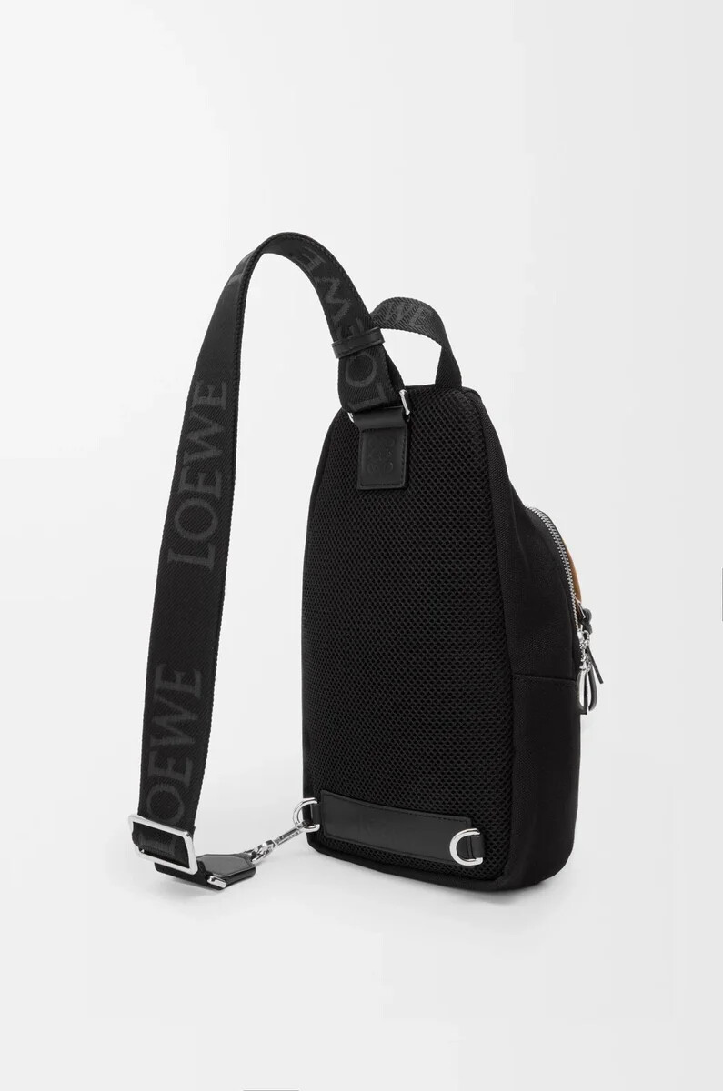 bandoulière flexible en toile et daim noiror foncé