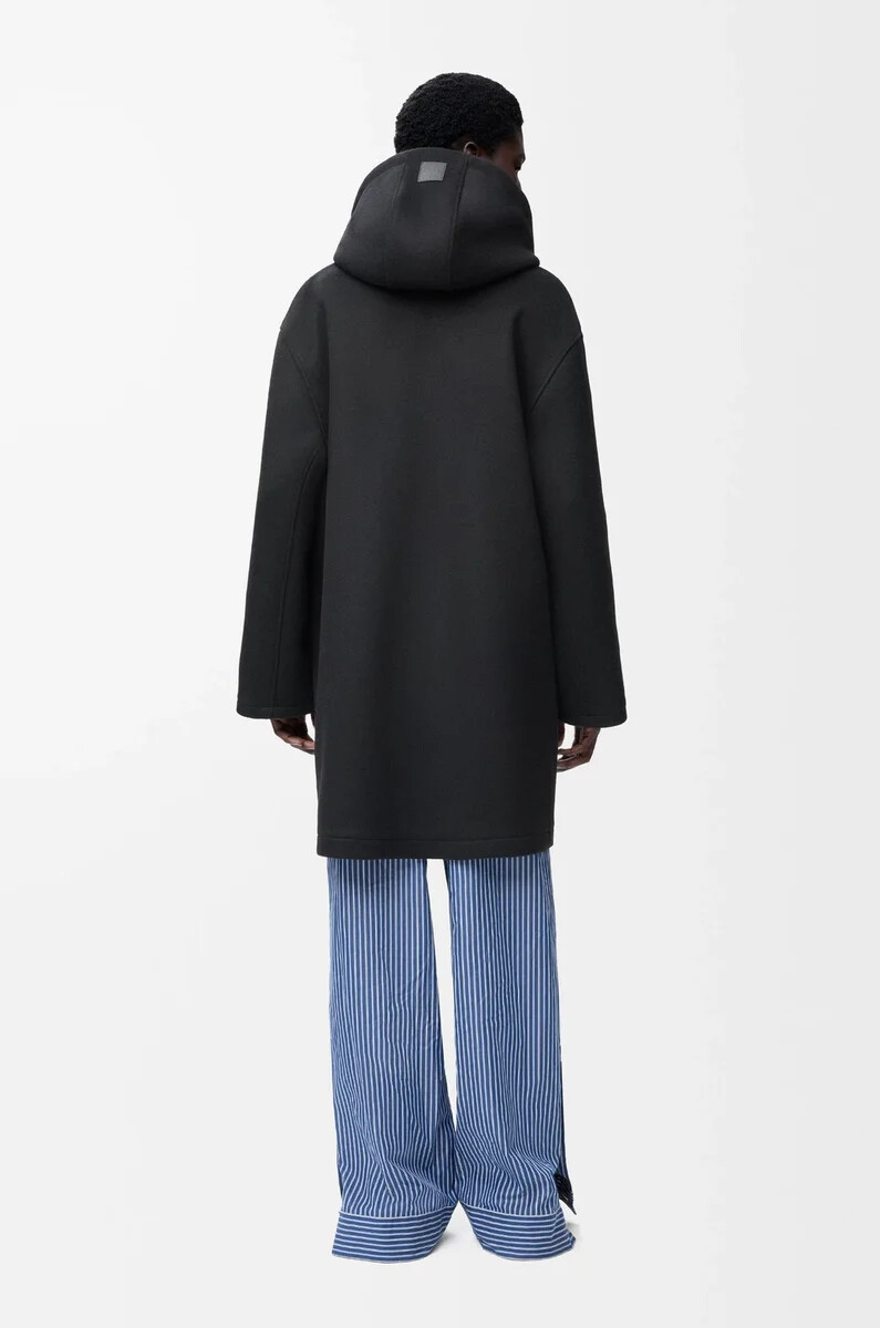 manteau à capuche en laine noire