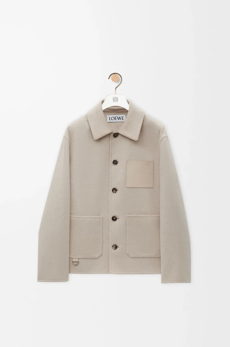veste de travail en laine et cachemire beige clair chiné