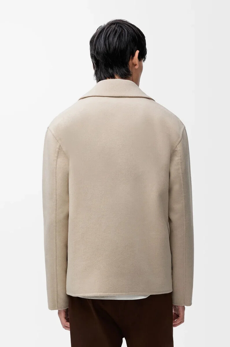 veste de travail en laine et cachemire beige clair chiné