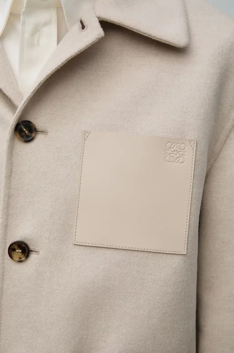 veste de travail en laine et cachemire beige clair chiné