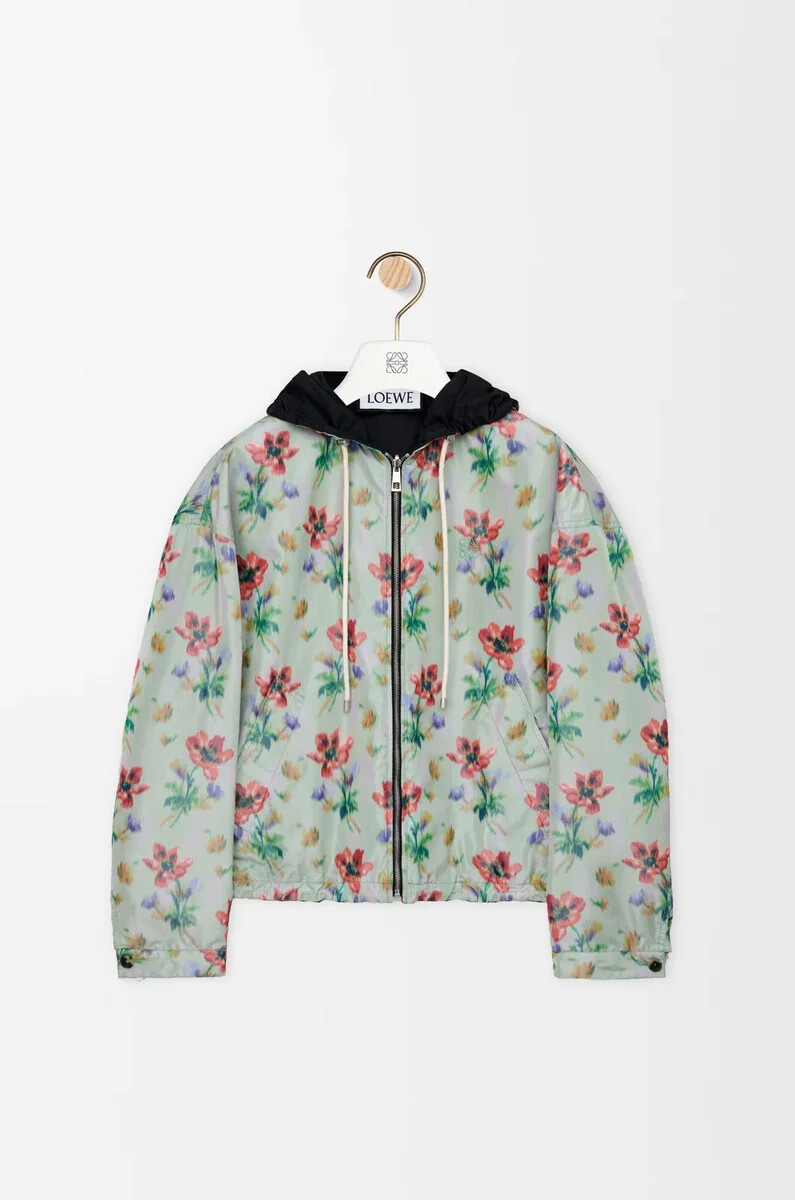 veste à capuche en polyester et soie vertrouge