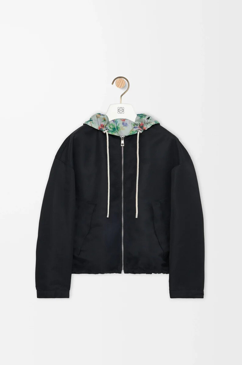 veste à capuche en polyester et soie vertrouge