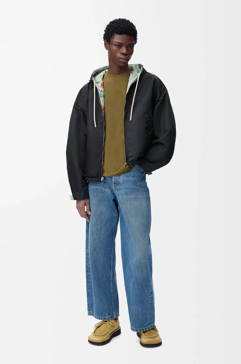veste à capuche en polyester et soie vertrouge