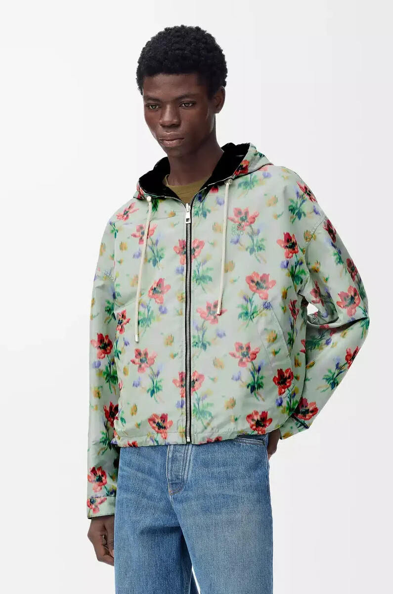 veste à capuche en polyester et soie vertrouge