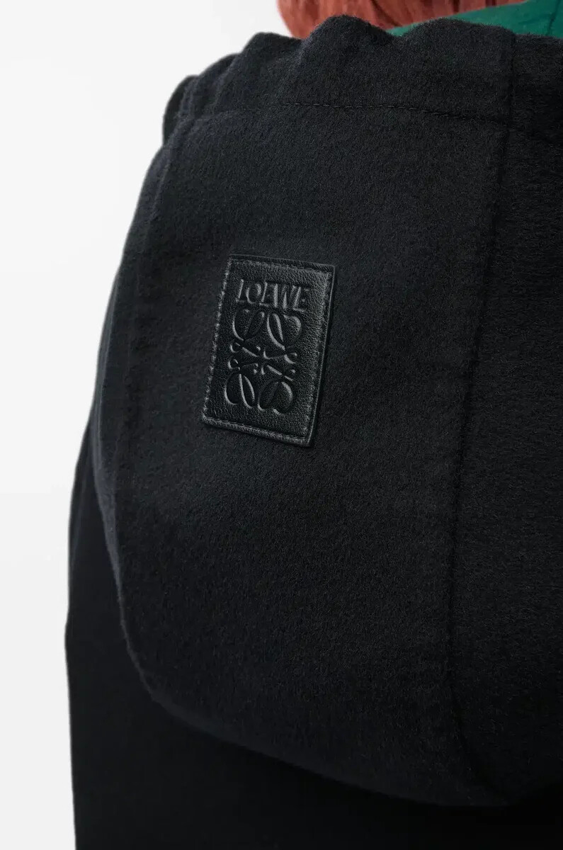 veste à capuche en laine et cachemire noirvert