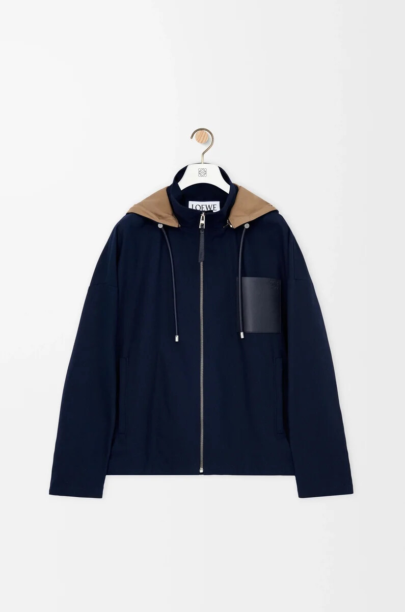 veste à capuche en coton bleu marinebeige