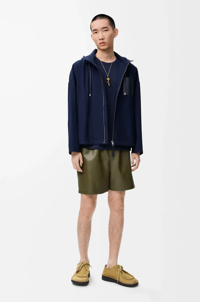 veste à capuche en coton bleu marinebeige