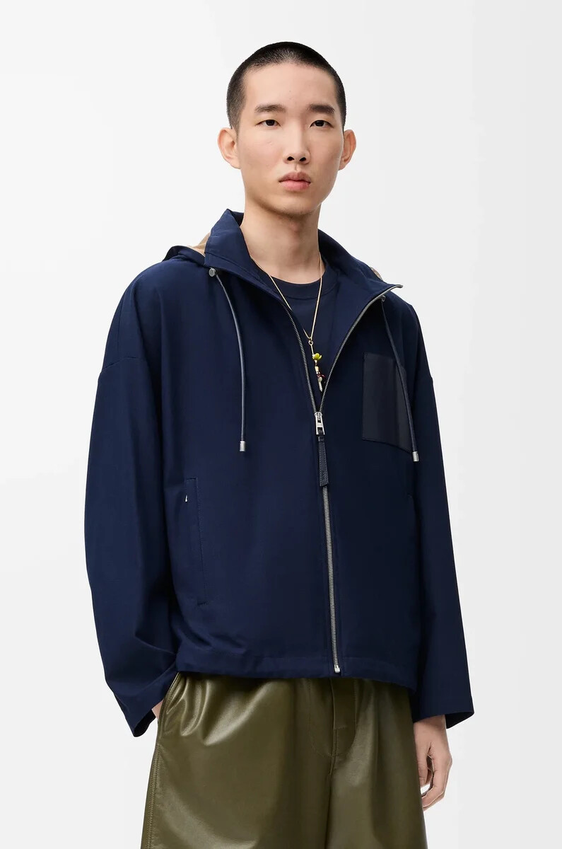 veste à capuche en coton bleu marinebeige