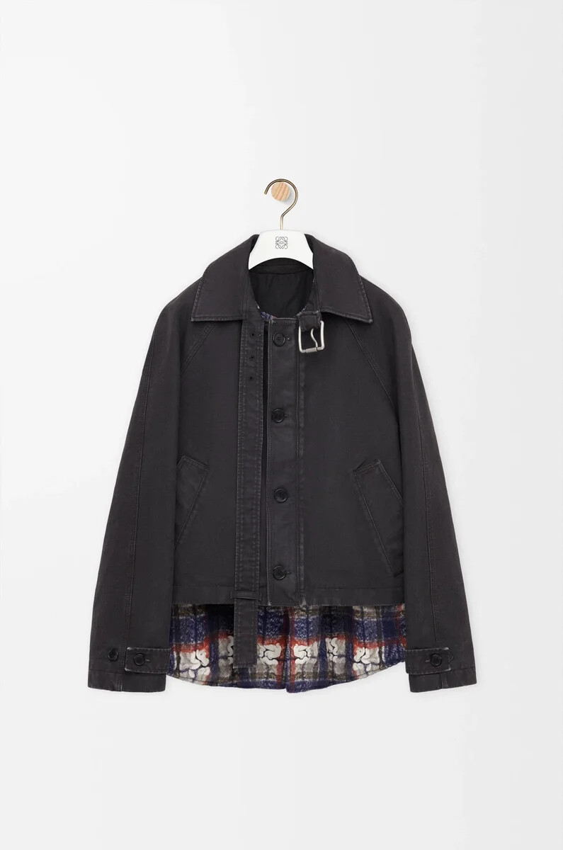 veste ceinturée en coton anthracite