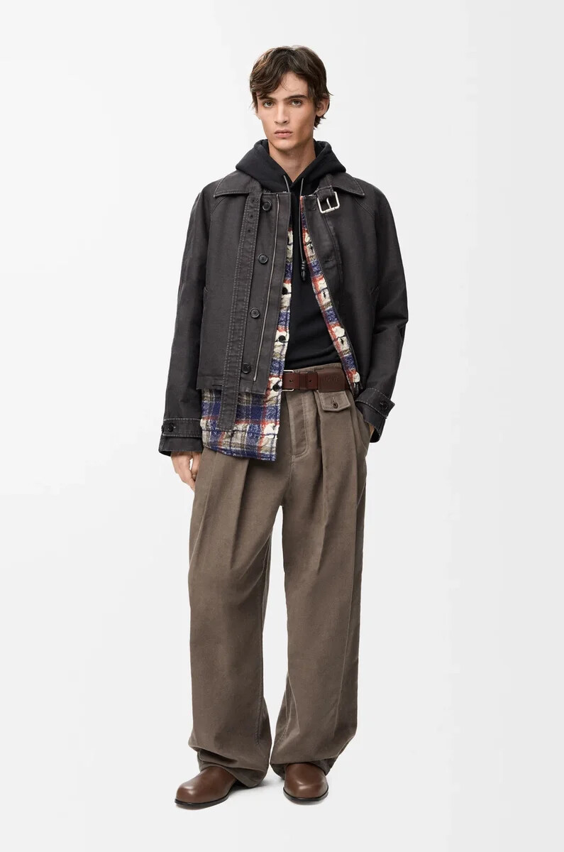 veste ceinturée en coton anthracite