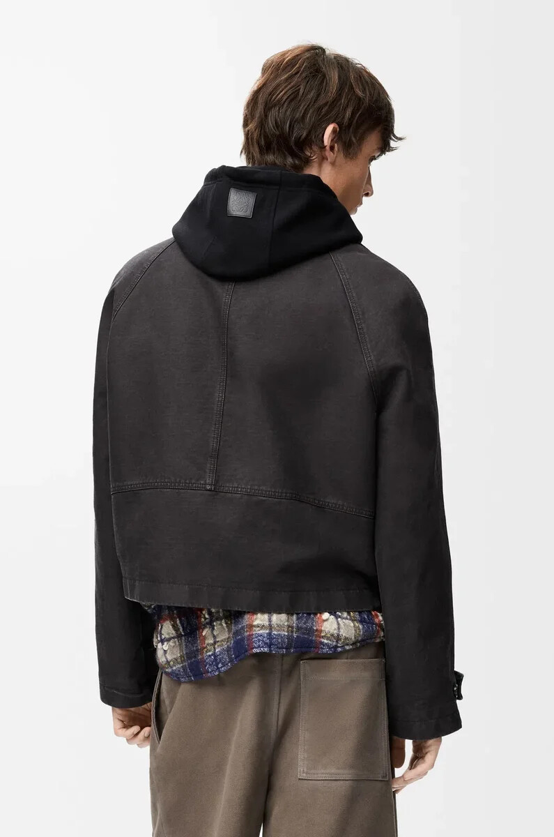 veste ceinturée en coton anthracite