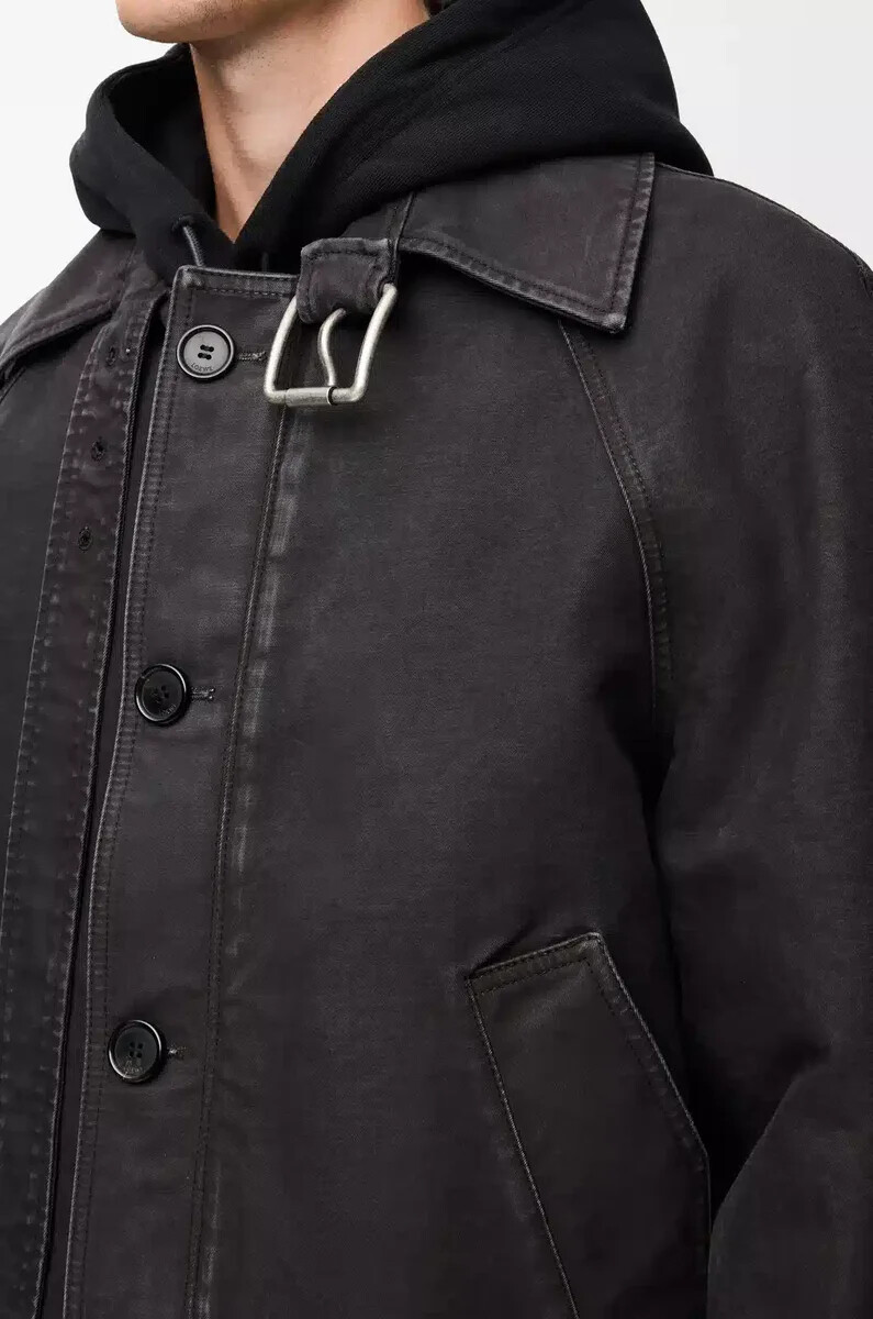 veste ceinturée en coton anthracite