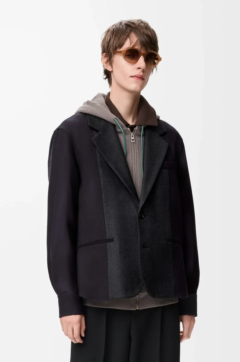 veste hybride en laine marinegris