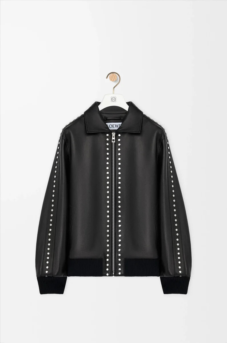 blouson aviateur en cuir dagneau nappa noir