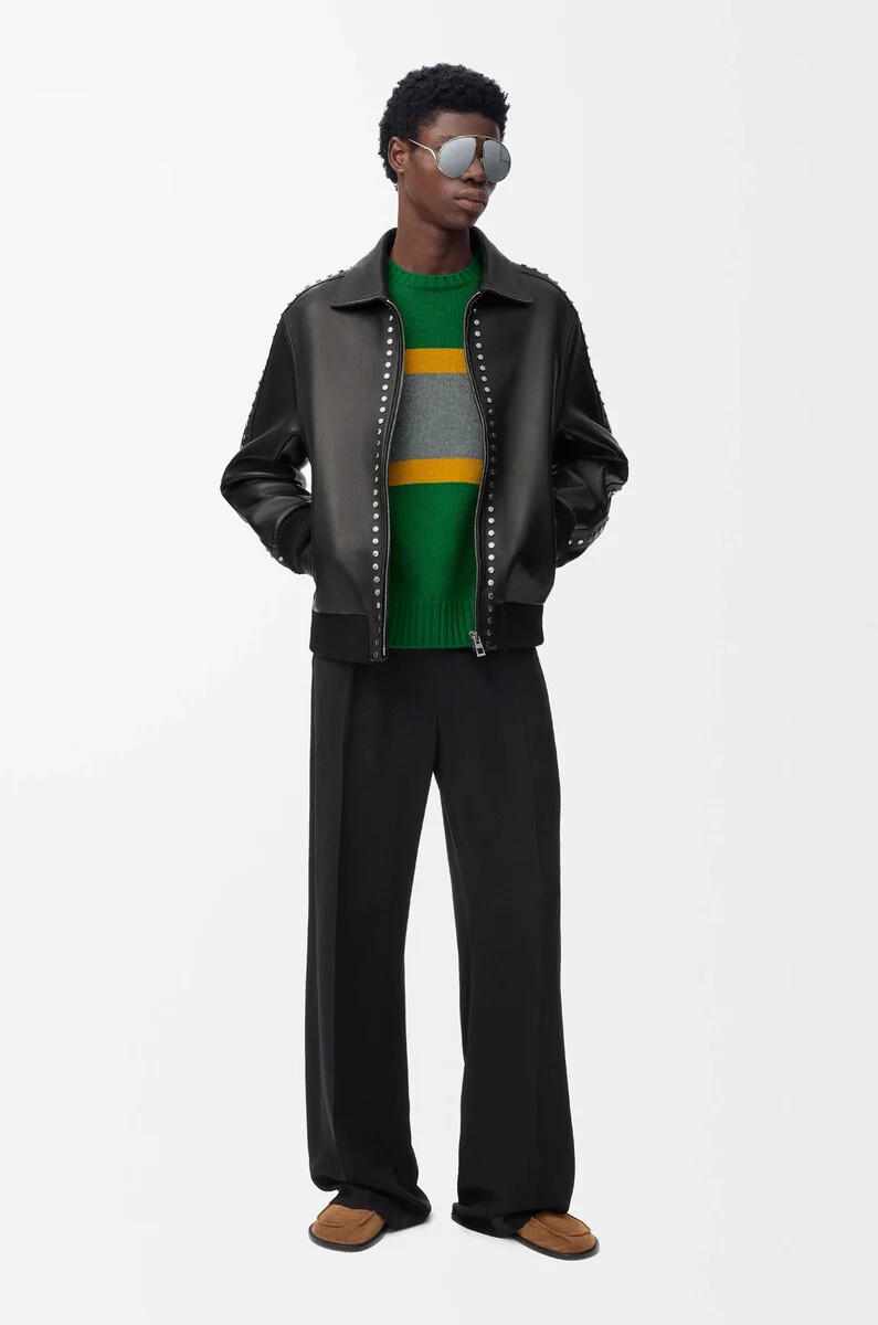 blouson aviateur en cuir dagneau nappa noir