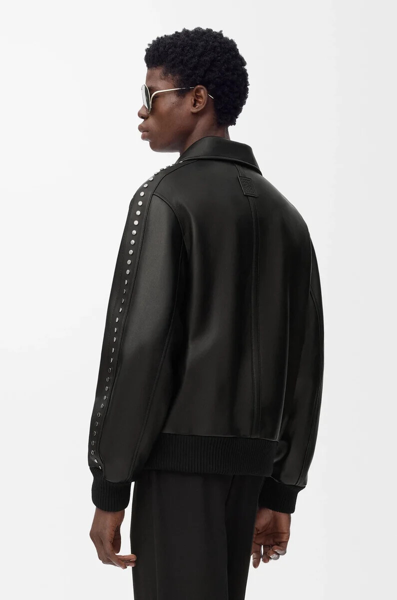 blouson aviateur en cuir dagneau nappa noir