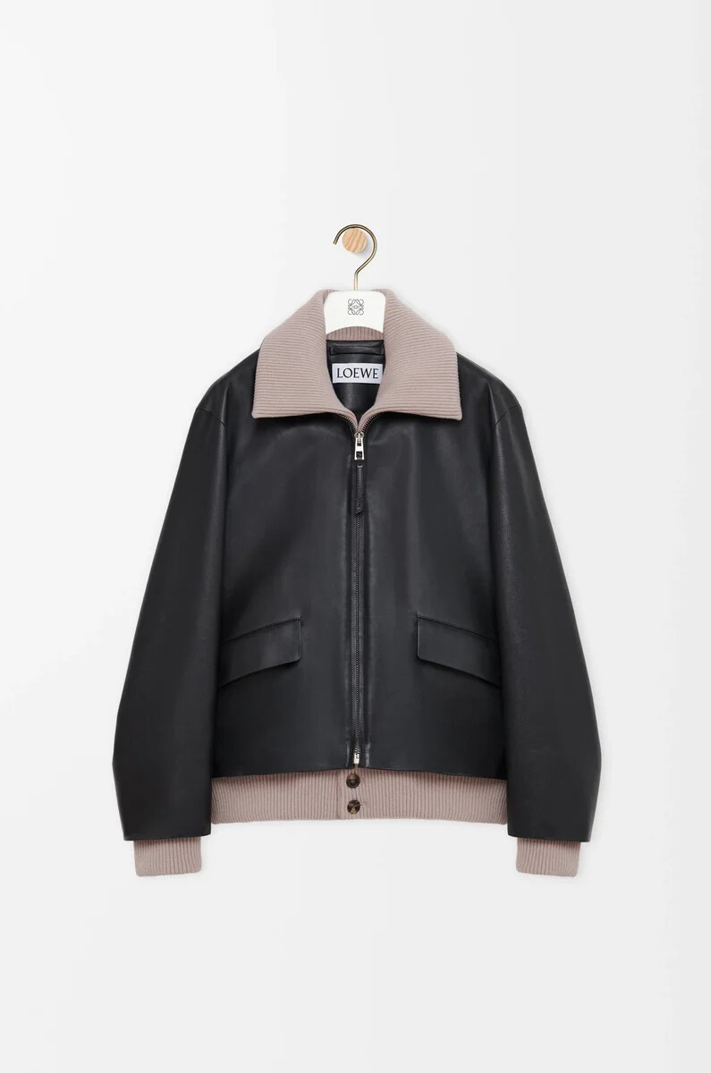 veste en cuir de buffle nappa noir