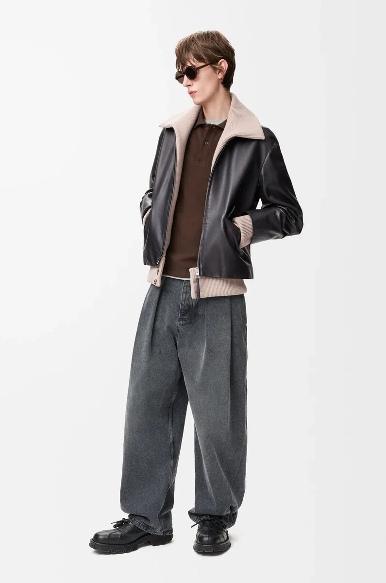veste en cuir de buffle nappa noir