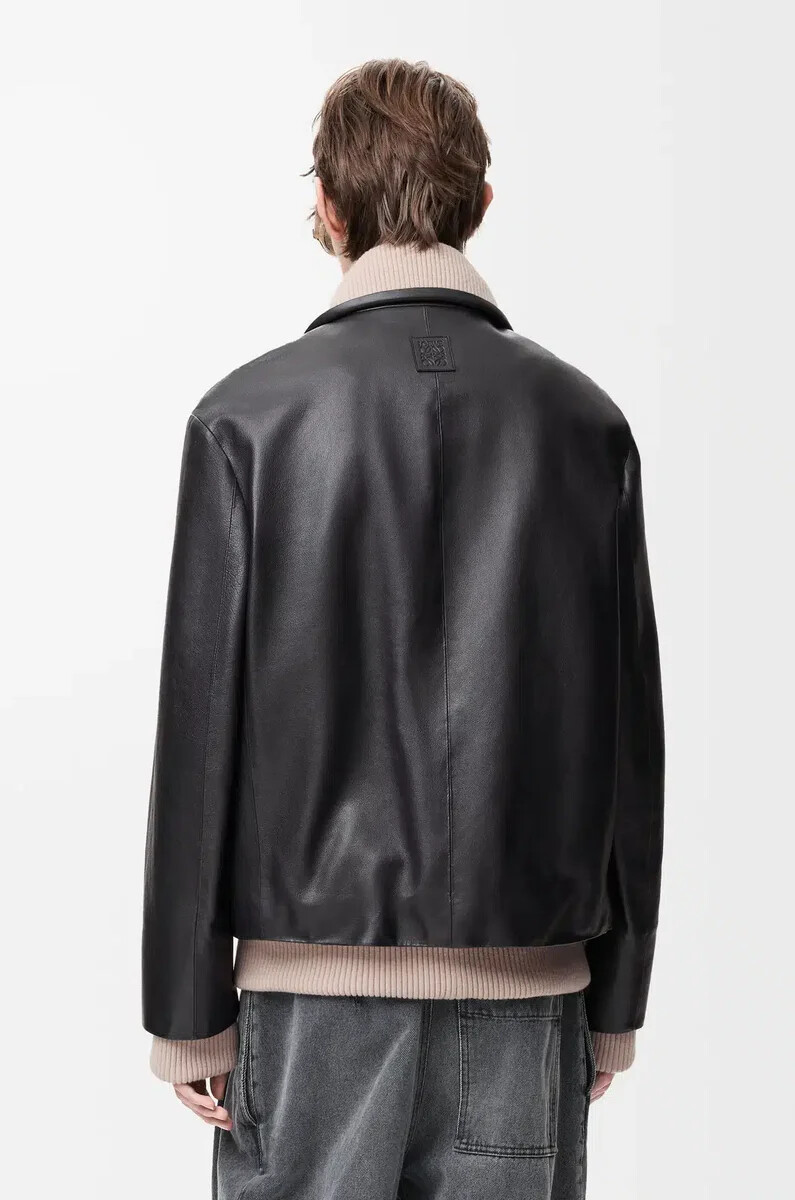 veste en cuir de buffle nappa noir