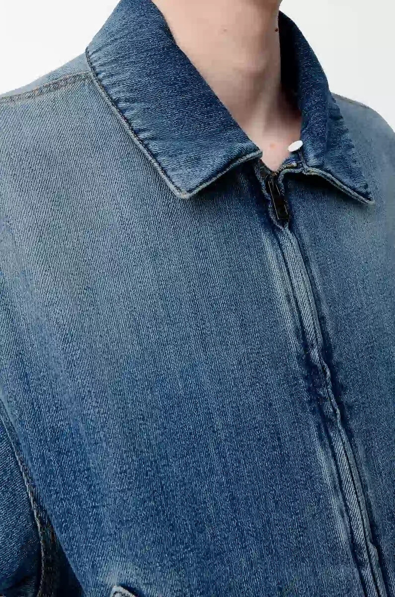 veste zippée en denim bleu