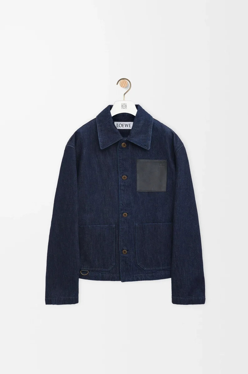 veste de travail en denim bleu indigo
