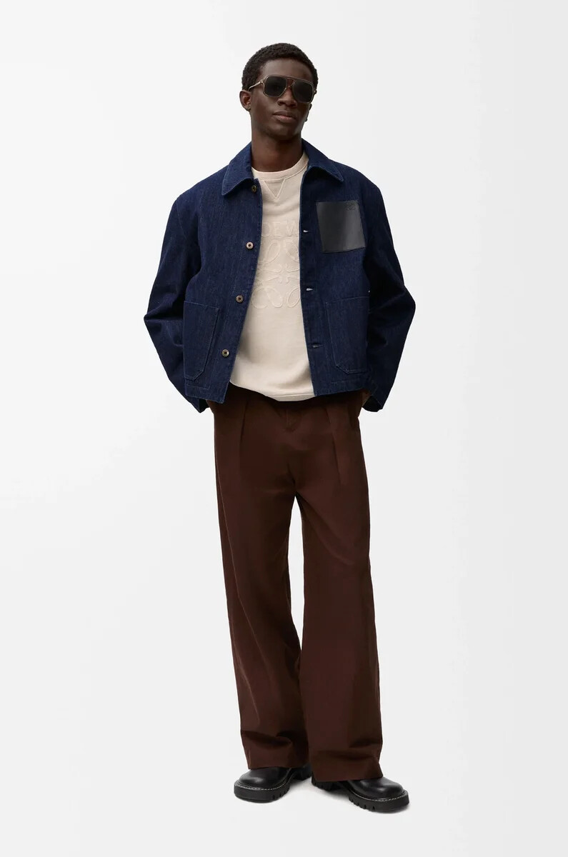 veste de travail en denim bleu indigo
