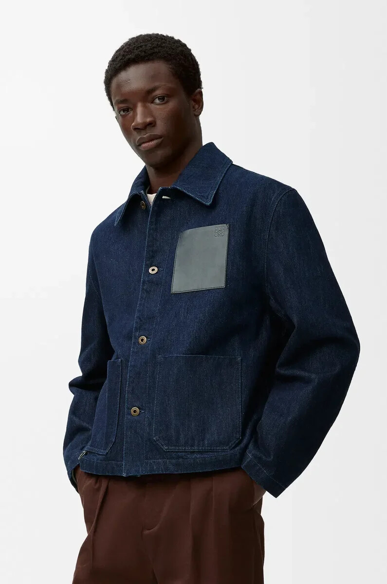 veste de travail en denim bleu indigo