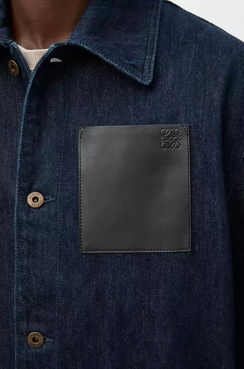 veste de travail en denim bleu indigo