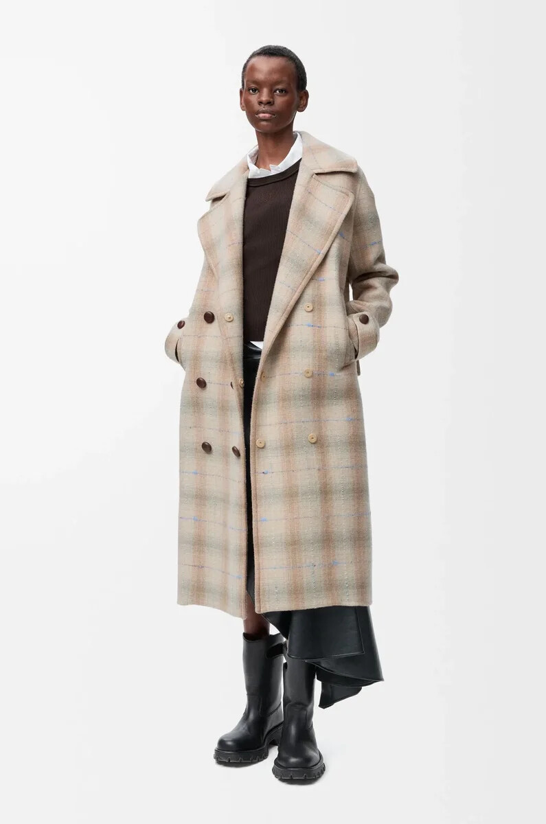 manteau beige en laine et cachemire mélangés
