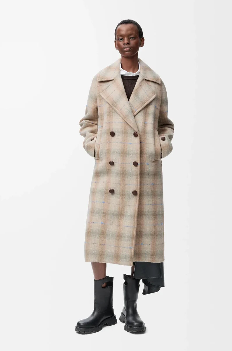 manteau beige en laine et cachemire mélangés