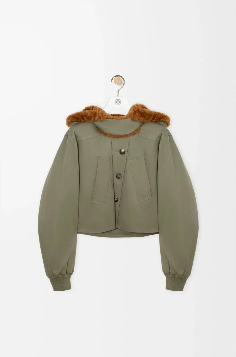 parka courte en coton kaki