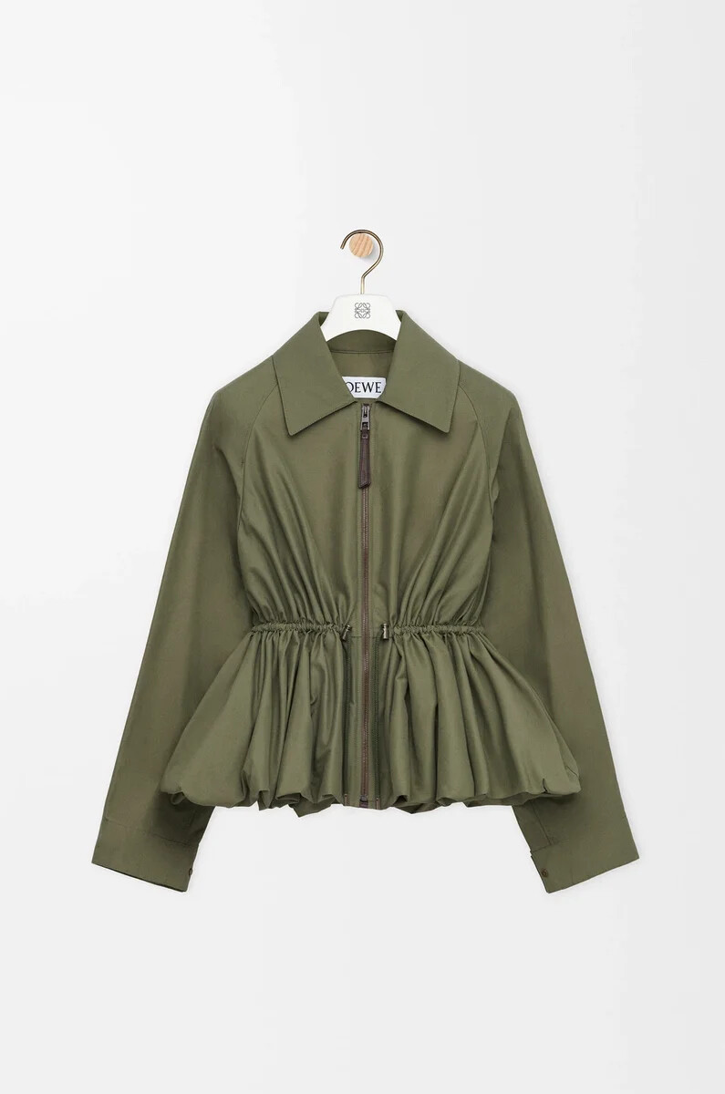 veste en mélange de coton kaki vert