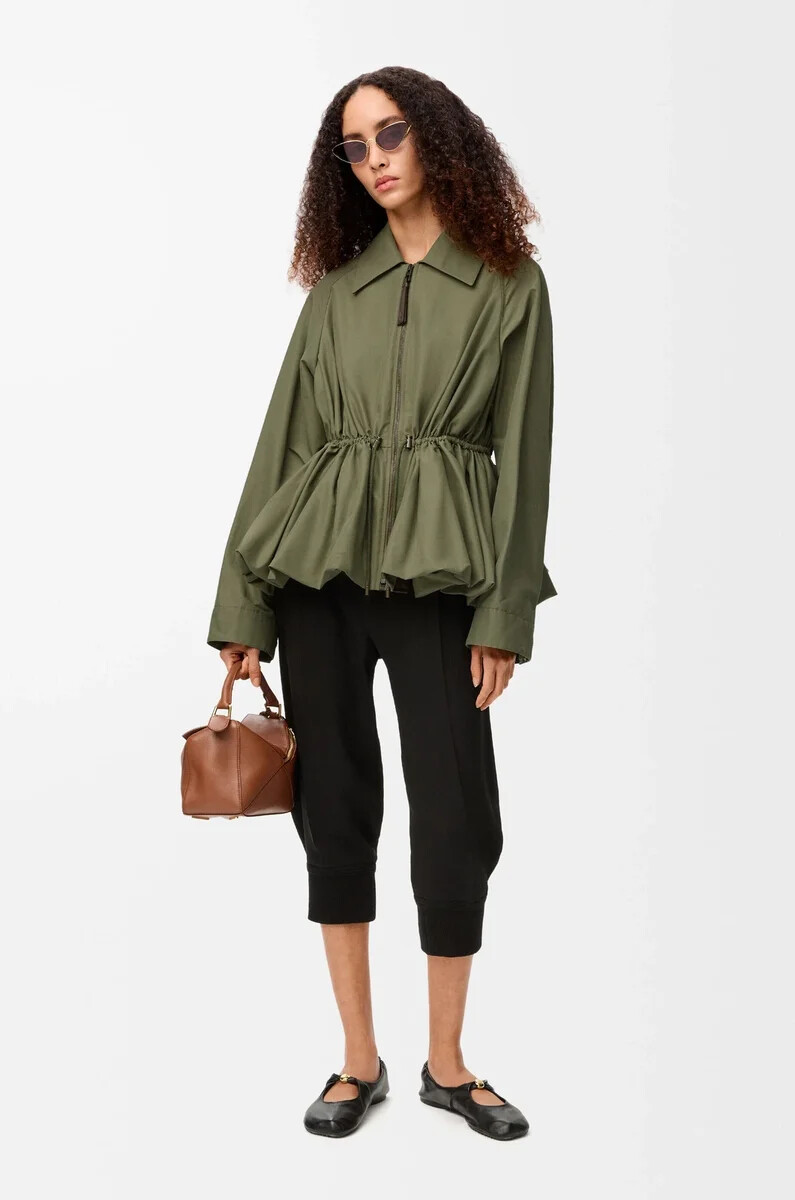 veste en mélange de coton kaki vert