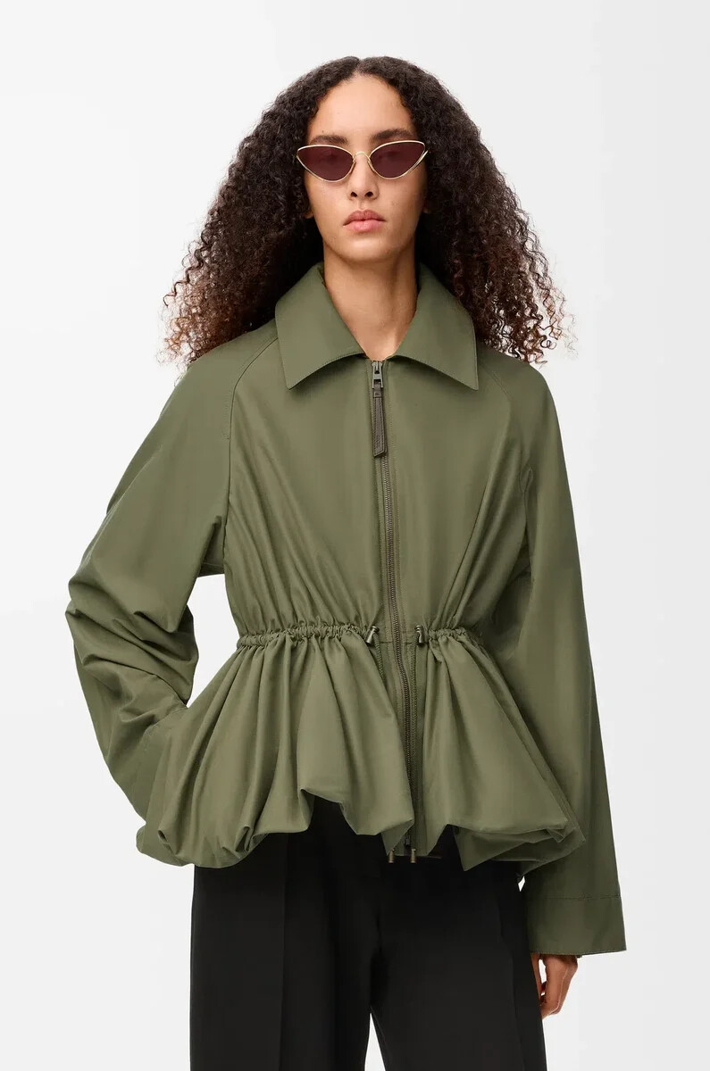 veste en mélange de coton kaki vert