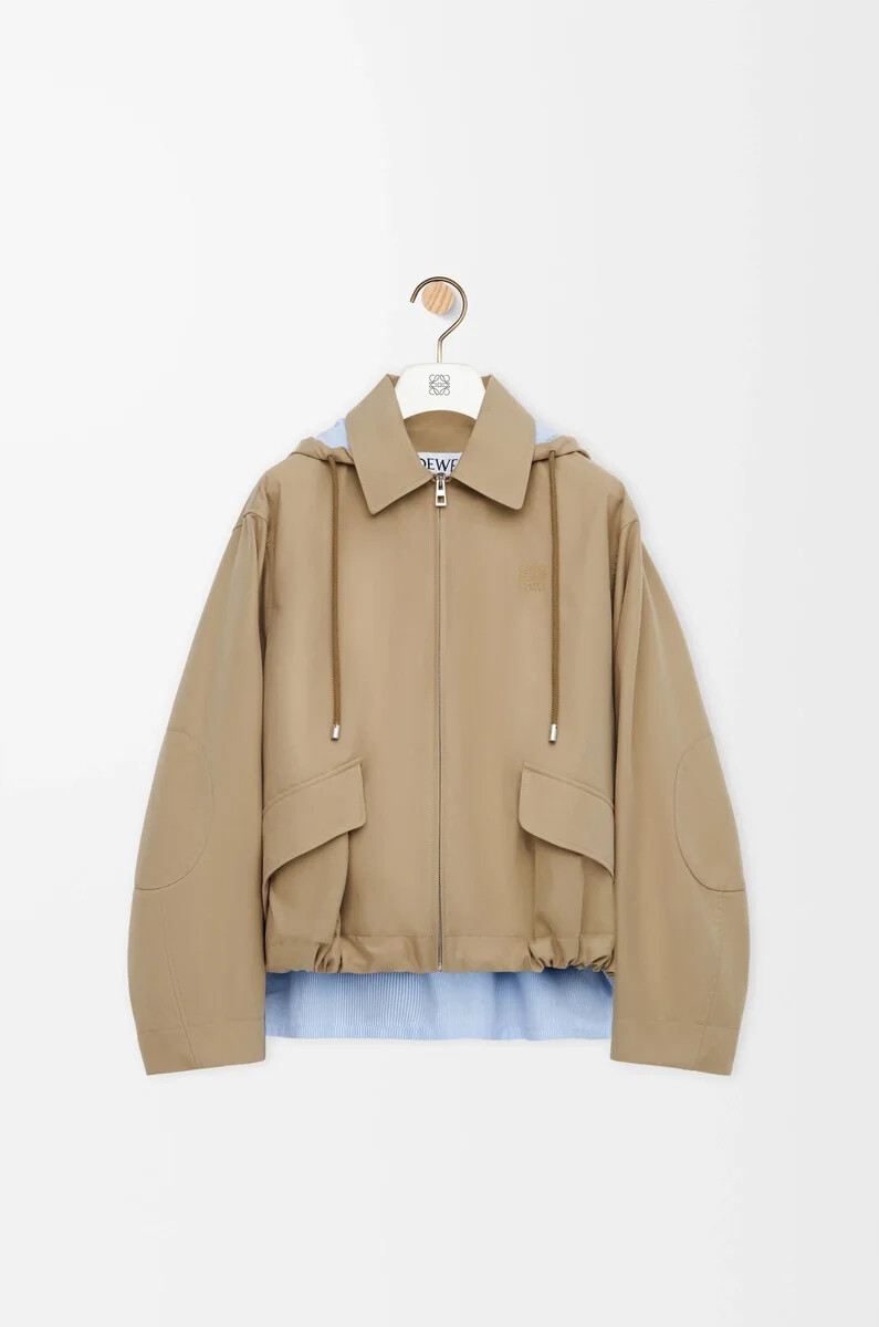 parka à capuche en coton beige