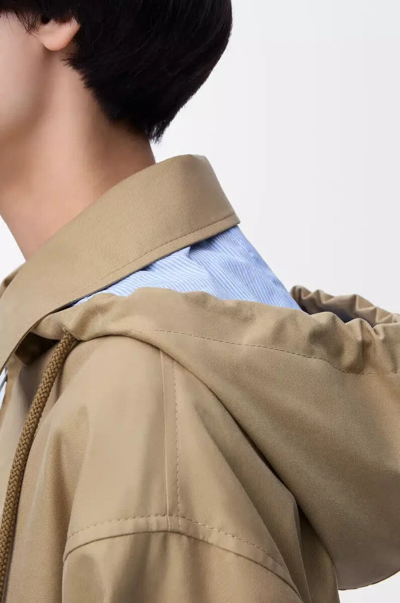 parka à capuche en coton beige