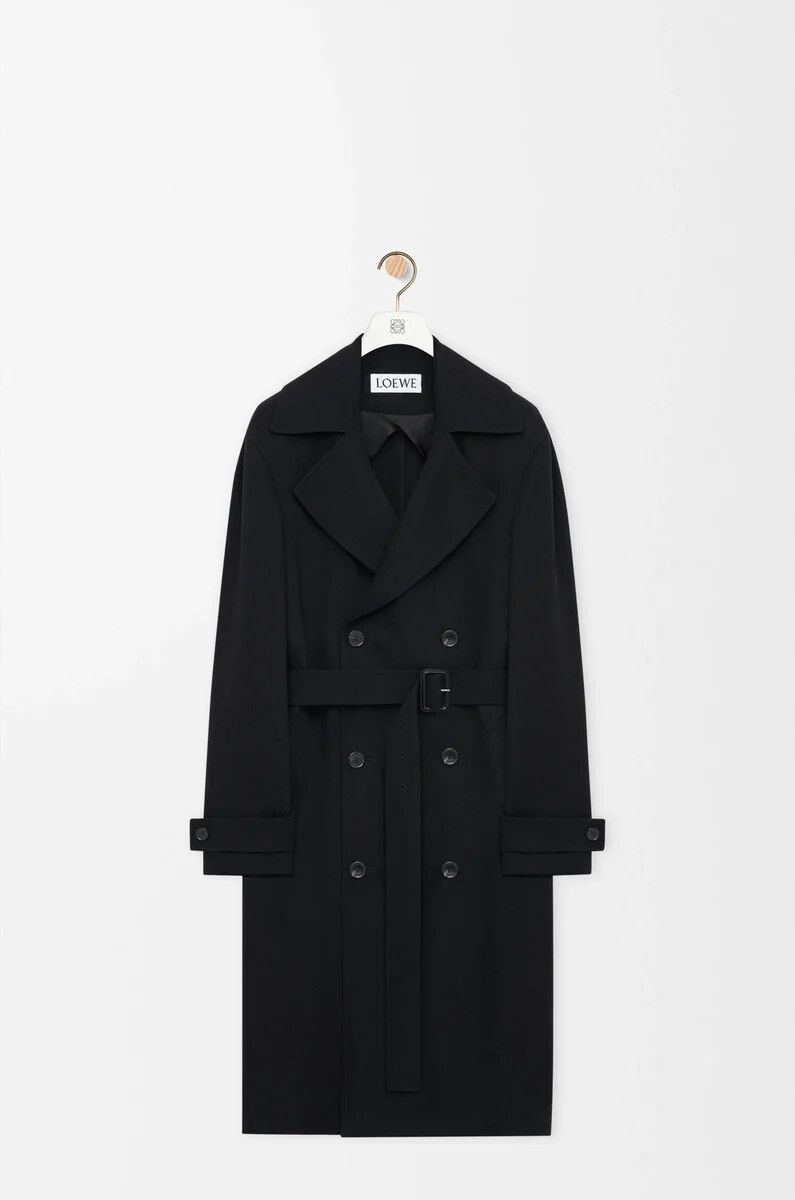 trench-coat en viscose stretch noir