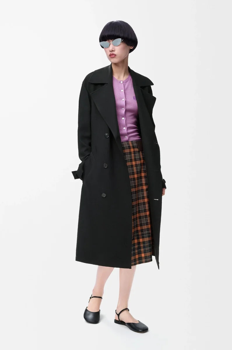 trench-coat en viscose stretch noir